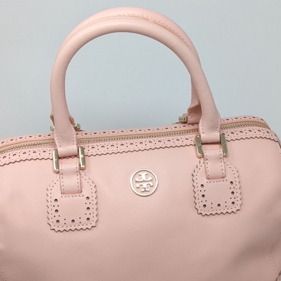 🦄Tory Burch Pink Bag Spectator Middy Perforated Satchel Shell Pink! Rare! 💖🦄 - Picture 12 of 12